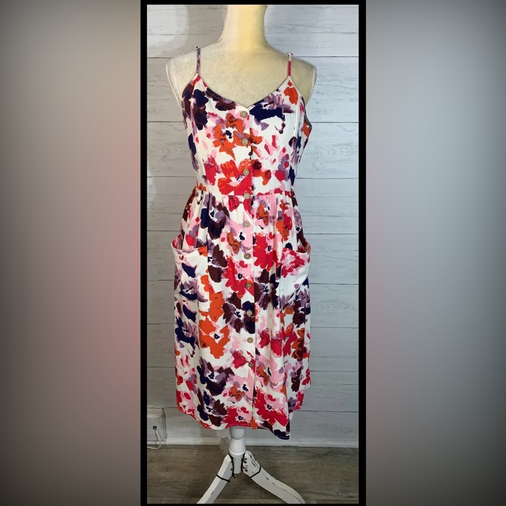 One Heart Clothing Floral Print Sundress Sweetheart Neckline - Sz M